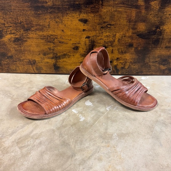 Bed Stu Lilia Ankle Strap Leather Sandals Open Toe Strappy Tan womens 8.5 summer - Picture 2 of 8